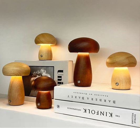 Lampe champignon en bois – Veilleuse LED nüe.HOME