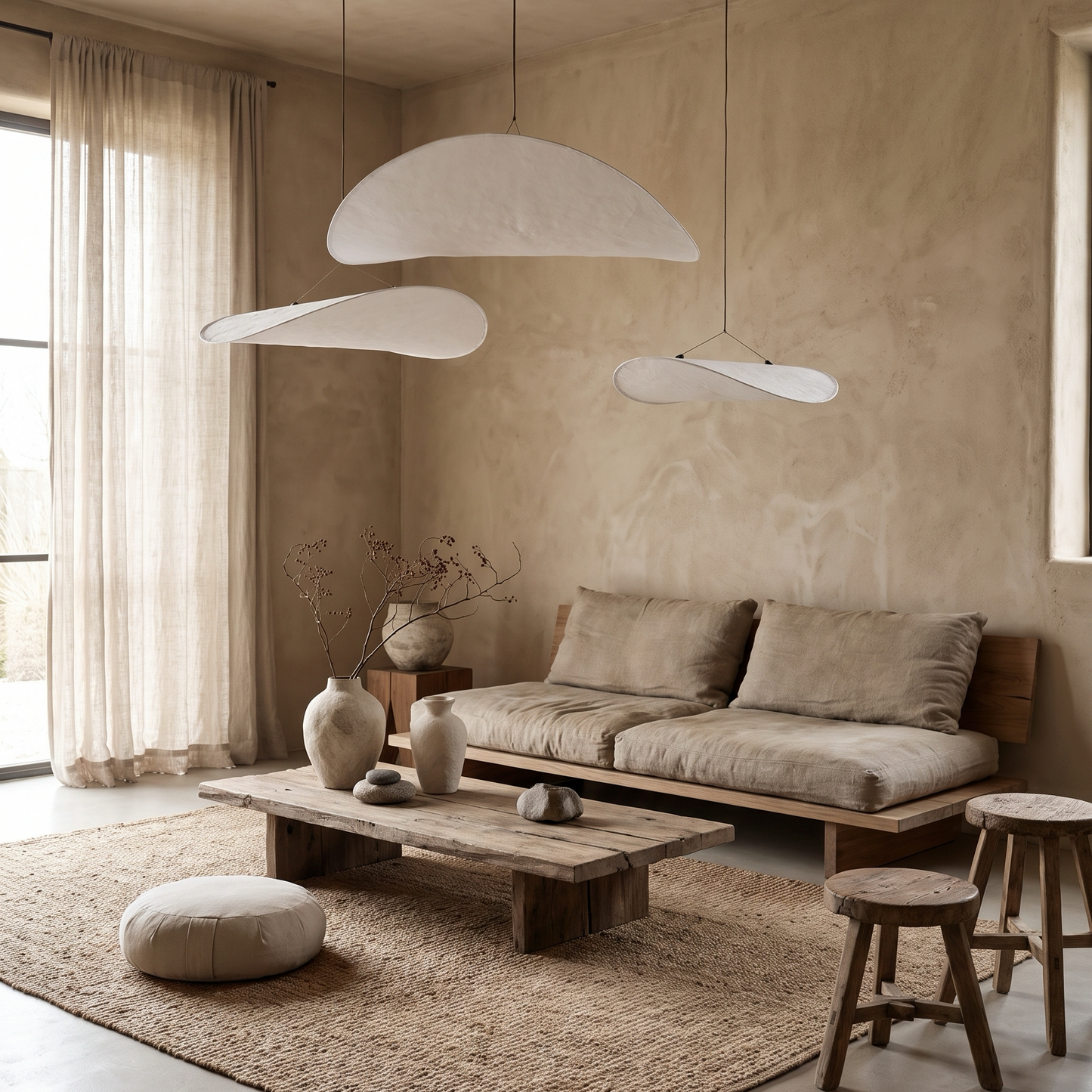 Suspension Nuage – Design Wabi-Sabi en tissu tissé - Inspiration nüeHOME