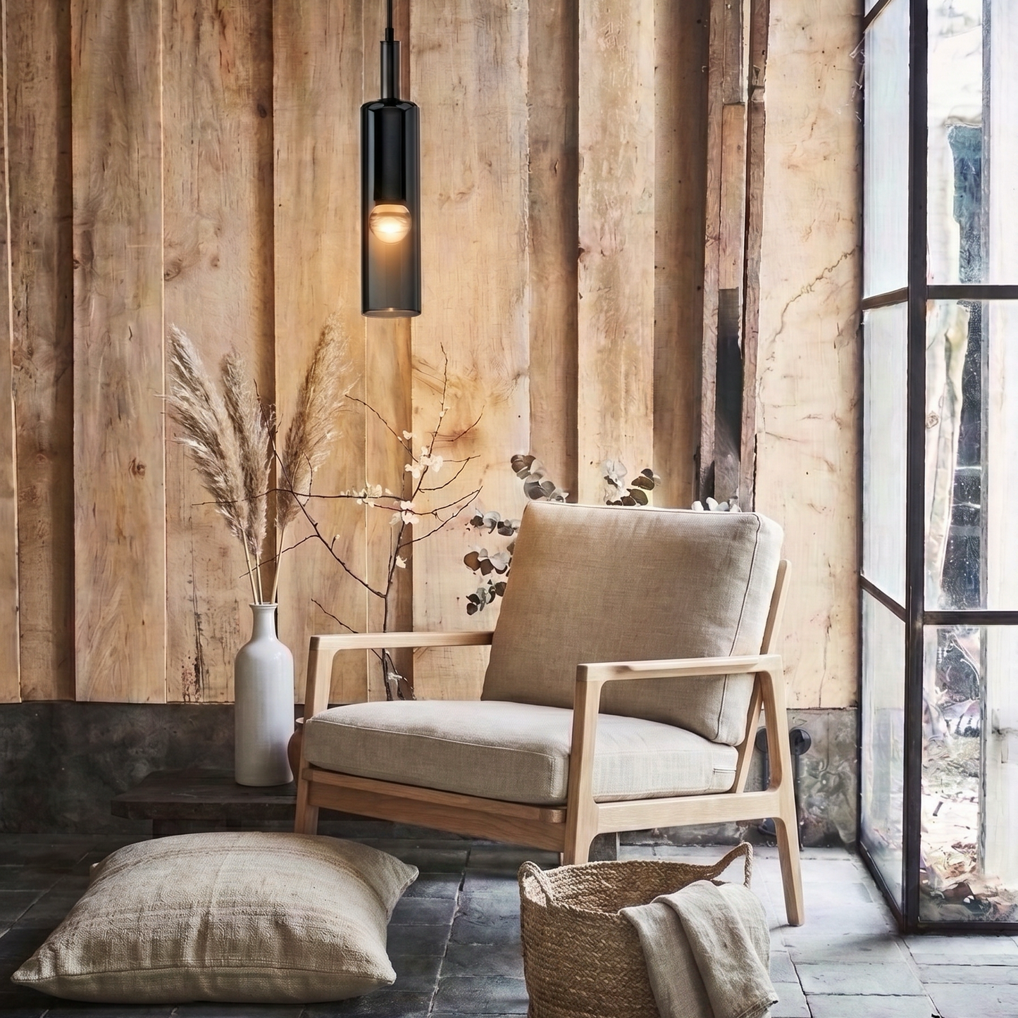 Suspension en verre fumé Noir – Élégance Minimaliste nüe HOME