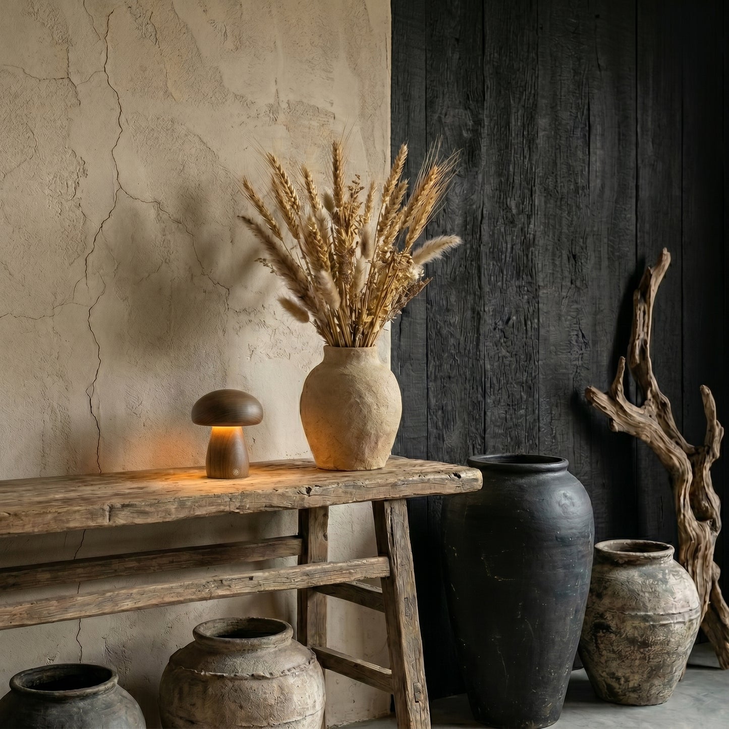 Lampe champignon en bois – Veilleuse LED nüe.HOME