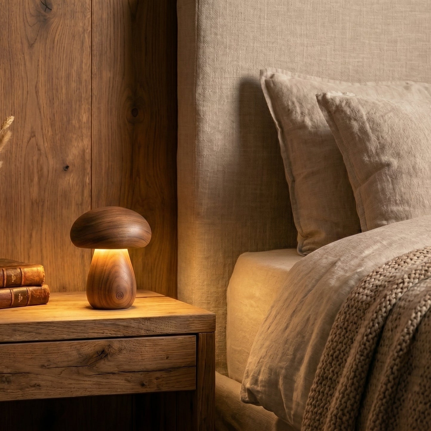 Lampe champignon en bois – Veilleuse LED nüe.HOME