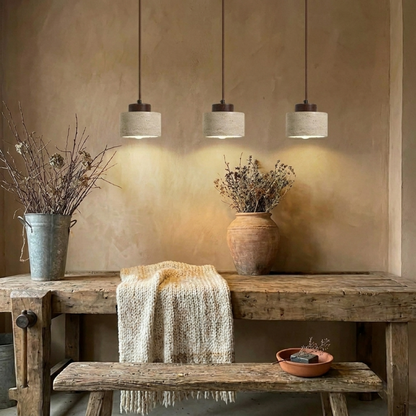Suspension travertin minimaliste – Lanterne épurée esprit nüe.HOME