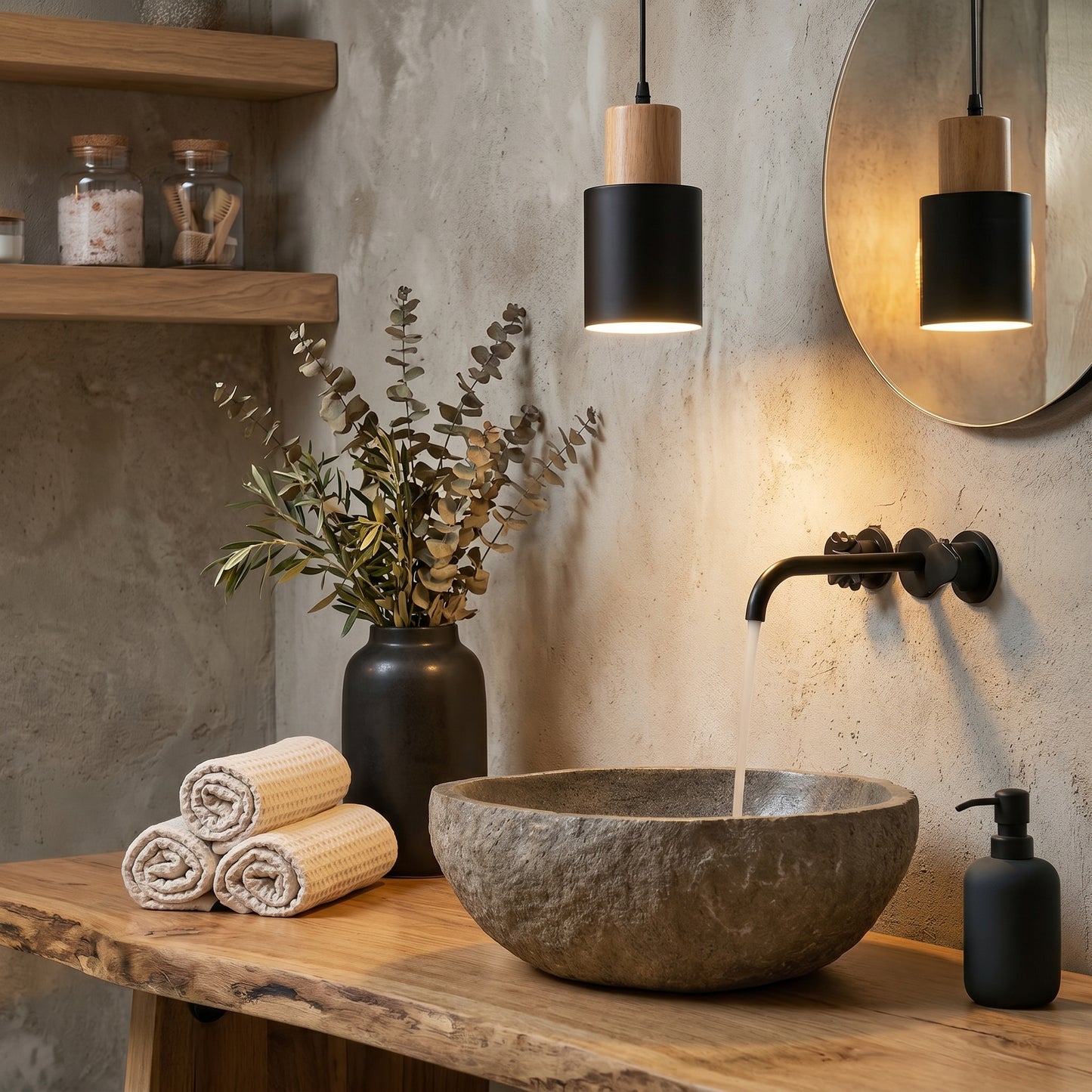 Suspension Moderne Minimaliste – Luminaire Bois & Métal - nüe.HOME